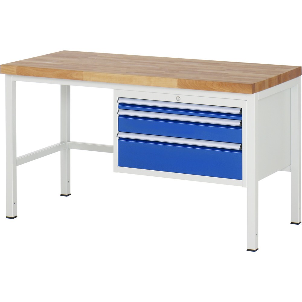 Produktabbildung Nr. 1: Werkbank RAU serie 8000, hxbxd 840 x 1.500 x 700 mm, 3 x voor 100% uittrekbare lades, 1 x 60, 1 x 120, 1 x 180 mm, draagvermogen lade 75 kg
