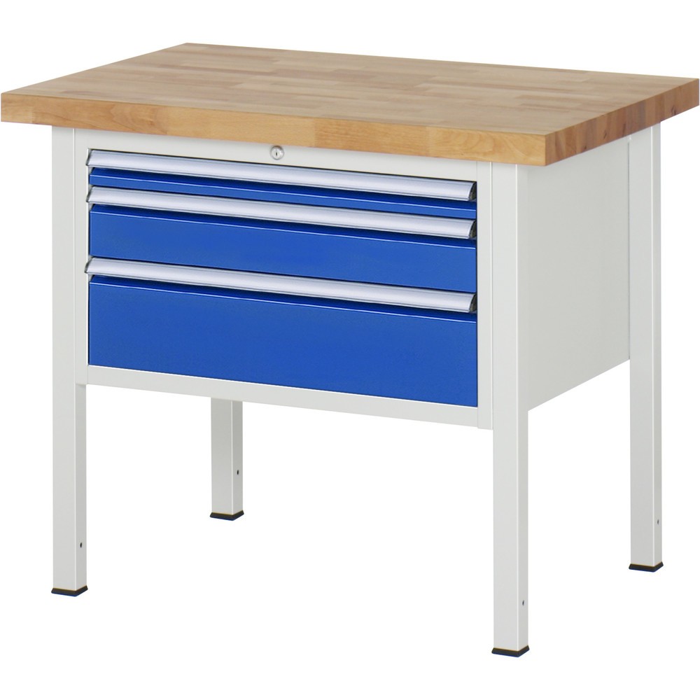 Produktabbildung Nr. 1: Werkbank RAU serie 8000, hxbxd 840 x 1.000 x 700 mm, 3 x voor 90% uittrekbare lades, 1 x 60, 1 x 120, 1 x 180 mm, draagvermogen lade 75 kg