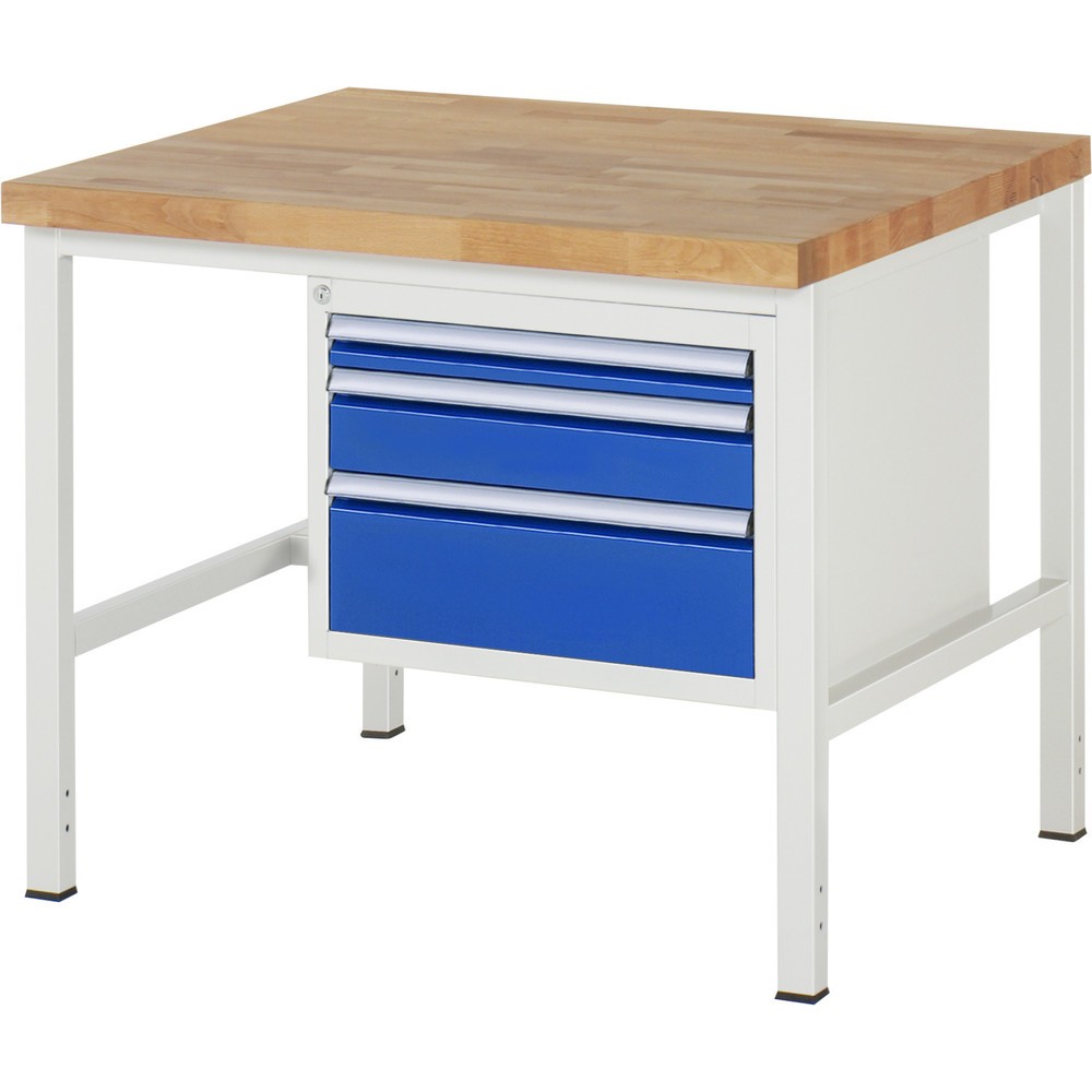 Produktabbildung Nr. 1: Werkbank RAU serie 8000, hxbxd 840-1.040 x 1.000 x 900 mm, 3 x voor 100% uittrekbare lades, 1 x 60, 1 x 120, 1 x 180 mm, draagvermogen lade 100 kg