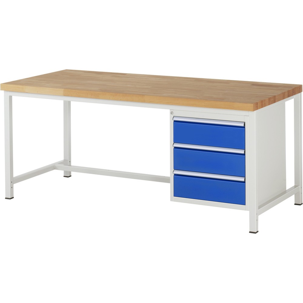 Produktabbildung Nr. 1: Werkbank RAU serie 8000, hxbxd 840 x 2.000 x 900 mm, 3 x voor 100% uittrekbare lades, 3 x 180 mm, draagvermogen lade 100 kg