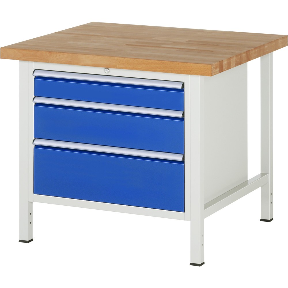 Produktabbildung Nr. 1: Werkbank RAU serie 8000, hxbxd 840-1.040 x 1.000 x 900 mm, 3 x voor 90% uittrekbare lades, 1 x 120, 1 x 180, 1 x 240 mm, draagvermogen lade 75 kg
