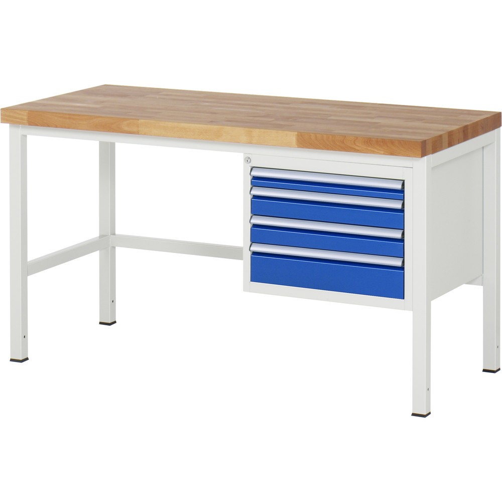 Product afbeelding: Werkbank RAU serie 8000, hxbxd 840-1.040 x 1.500 x 700 mm, 4 x voor 90% uittrekbare lades, 1 x 60, 2 x 90, 1 x 120 mm, draagvermogen lade 100 kg