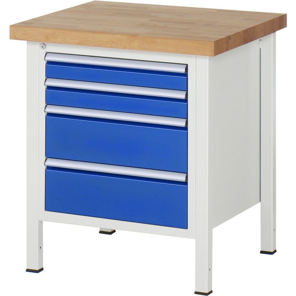 Produktabbildung Nr. 1: Werkbank RAU serie 8000, hxbxd 840-1.040 x 750 x 700 mm, 4 x voor 90% uittrekbare lades, 2 x 90, 2 x 180 mm, draagvermogen lade 100 kg
