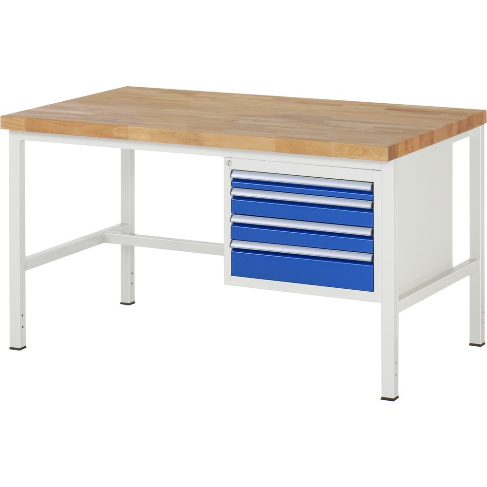 Produktabbildung Nr. 1: Werkbank RAU serie 8000, hxbxd 840-1.040 x 1.500 x 900 mm, 4 x voor 100% uittrekbare lades, 1 x 60, 2 x 90, 1 x 120 mm, draagvermogen lade 100 kg