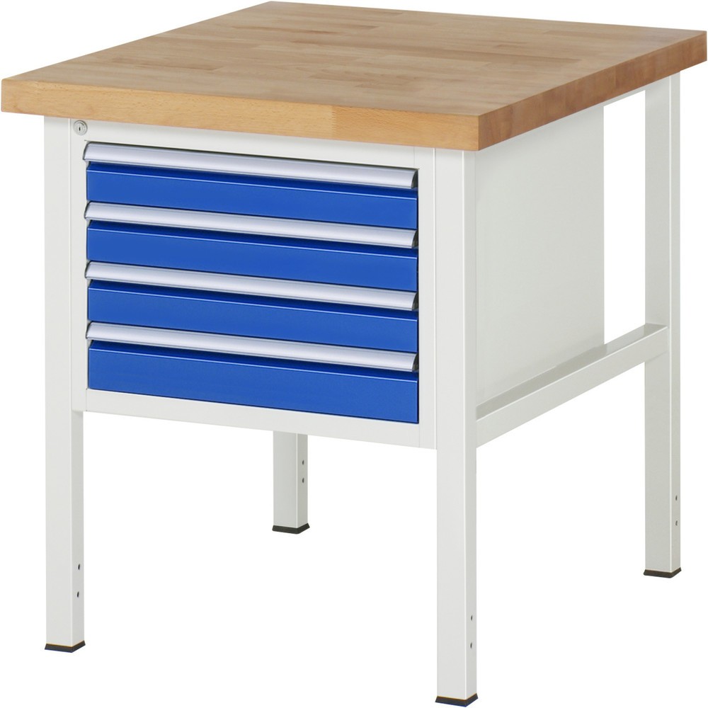 Produktabbildung Nr. 1: Werkbank RAU serie 8000, hxbxd 840-1.040 x 750 x 900 mm, 4 x voor 90% uittrekbare lades, 4 x 90 mm, draagvermogen lade 100 kg