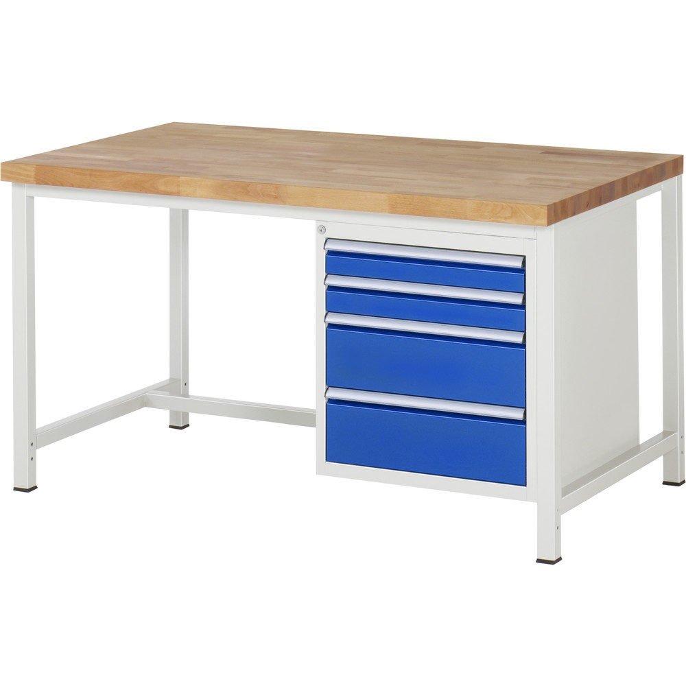 Produktabbildung Nr. 1: Werkbank RAU serie 8000, hxbxd 840-1.040 x 1.500 x 900 mm, 4 x voor 90% uittrekbare lades, 2 x 90, 2 x 180 mm, draagvermogen lade 100 kg