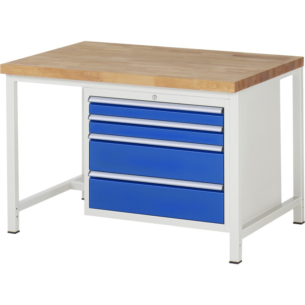 Produktabbildung Nr. 1: Werkbank RAU serie 8000, hxbxd 840 x 1.250 x 900 mm, 4 x voor 100% uittrekbare lades, 2 x 90, 2 x 180 mm, draagvermogen lade 75 kg
