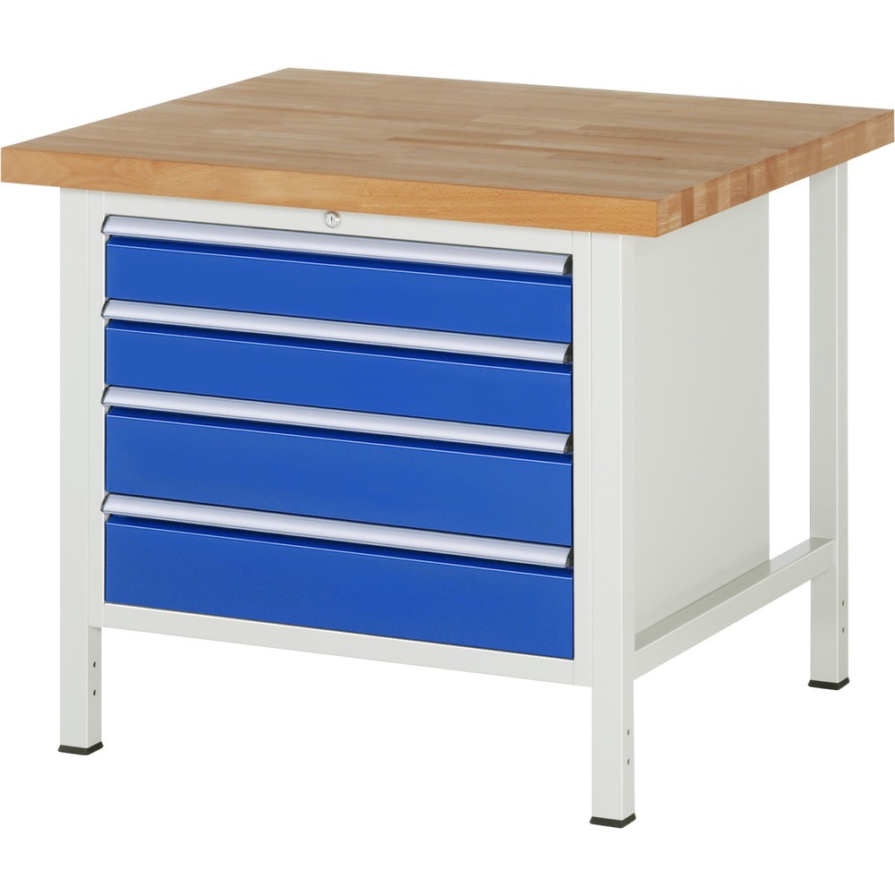 Produktabbildung Nr. 1: Werkbank RAU serie 8000, hxbxd 840 x 1.000 x 900 mm, 4 x voor 100% uittrekbare lades, 2 x 120, 2 x 150 mm, draagvermogen lade 75 kg
