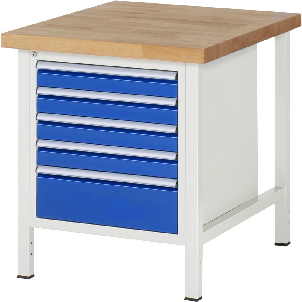 Produktabbildung Nr. 1: Werkbank RAU serie 8000, hxbxd 840 x 750 x 900 mm, 5 x voor 90% uittrekbare lades, 4 x 90, 1 x 180 mm, draagvermogen lade 100 kg