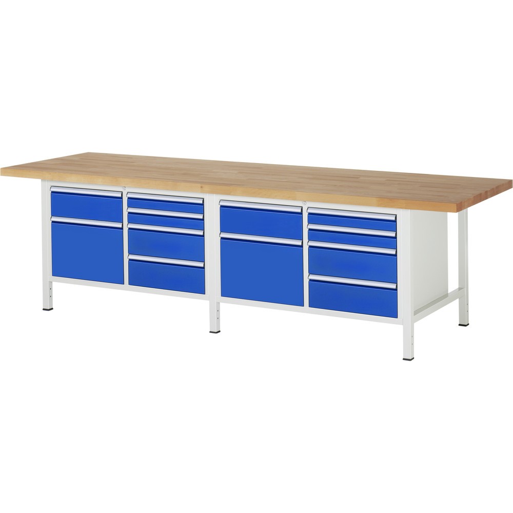 Productafbeelding nr. 1: Werkbank RAU serie 8000, 2 dubbele kasten, hxbxd 840 x 3.000 x 900 mm, 10 lades