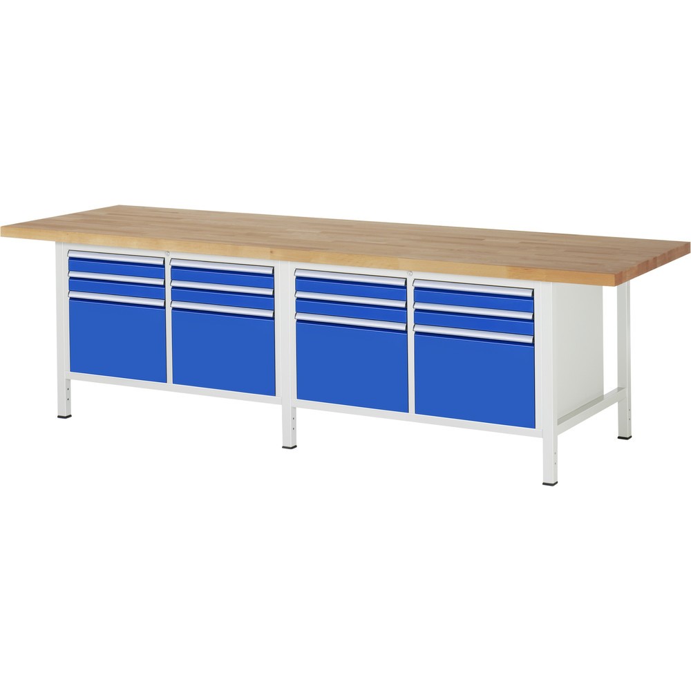 Produktabbildung Nr. 1: Werkbank RAU serie 8000, 2 dubbele kasten, hxbxd 840 x 3.000 x 900 mm, 12 lades 8 x 90, 4 x 360 mm