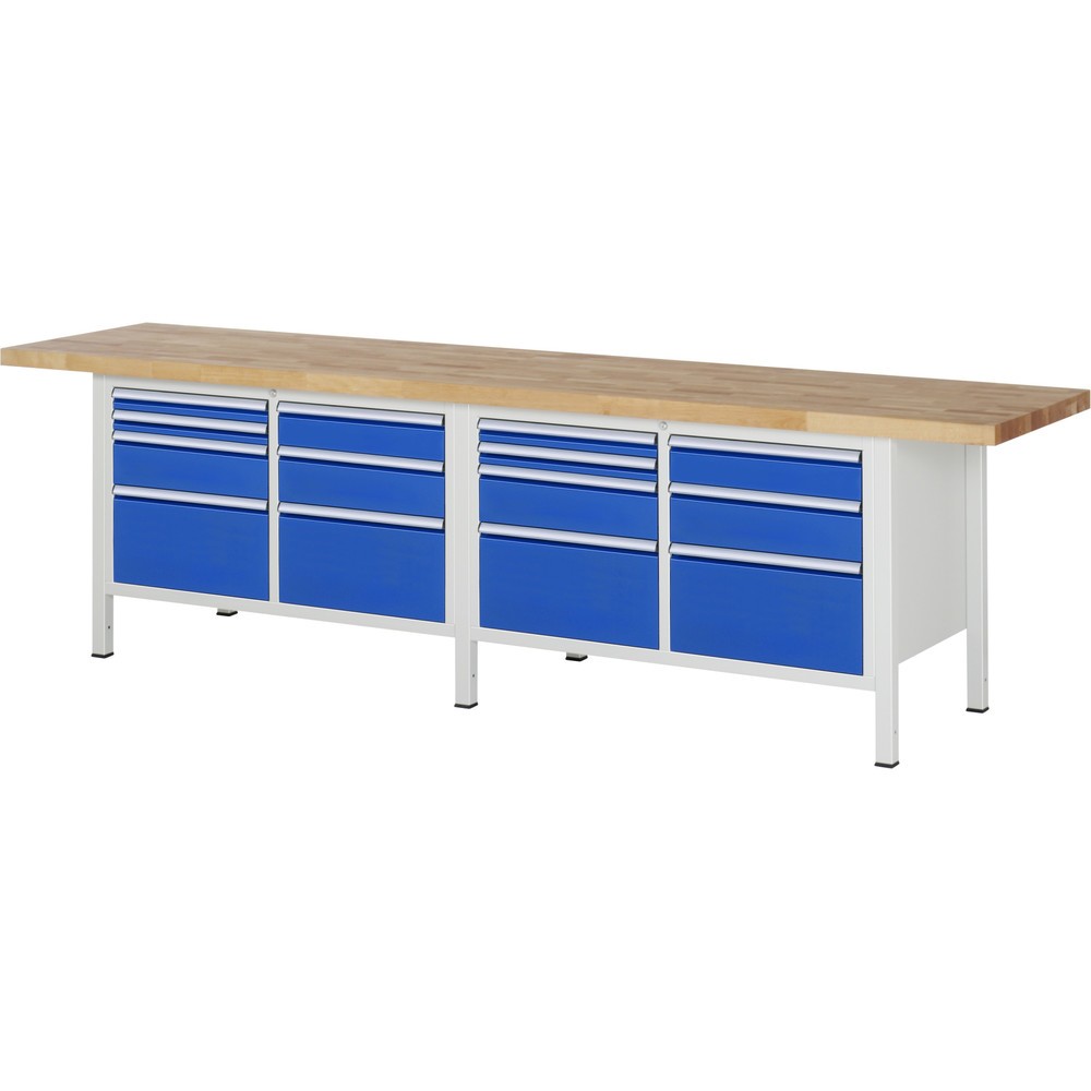 Produktabbildung Nr. 1: Werkbank RAU serie 8000, 2 dubbele kasten, hxbxd 840-1.040 x 3.000 x 700 mm, 14 lades