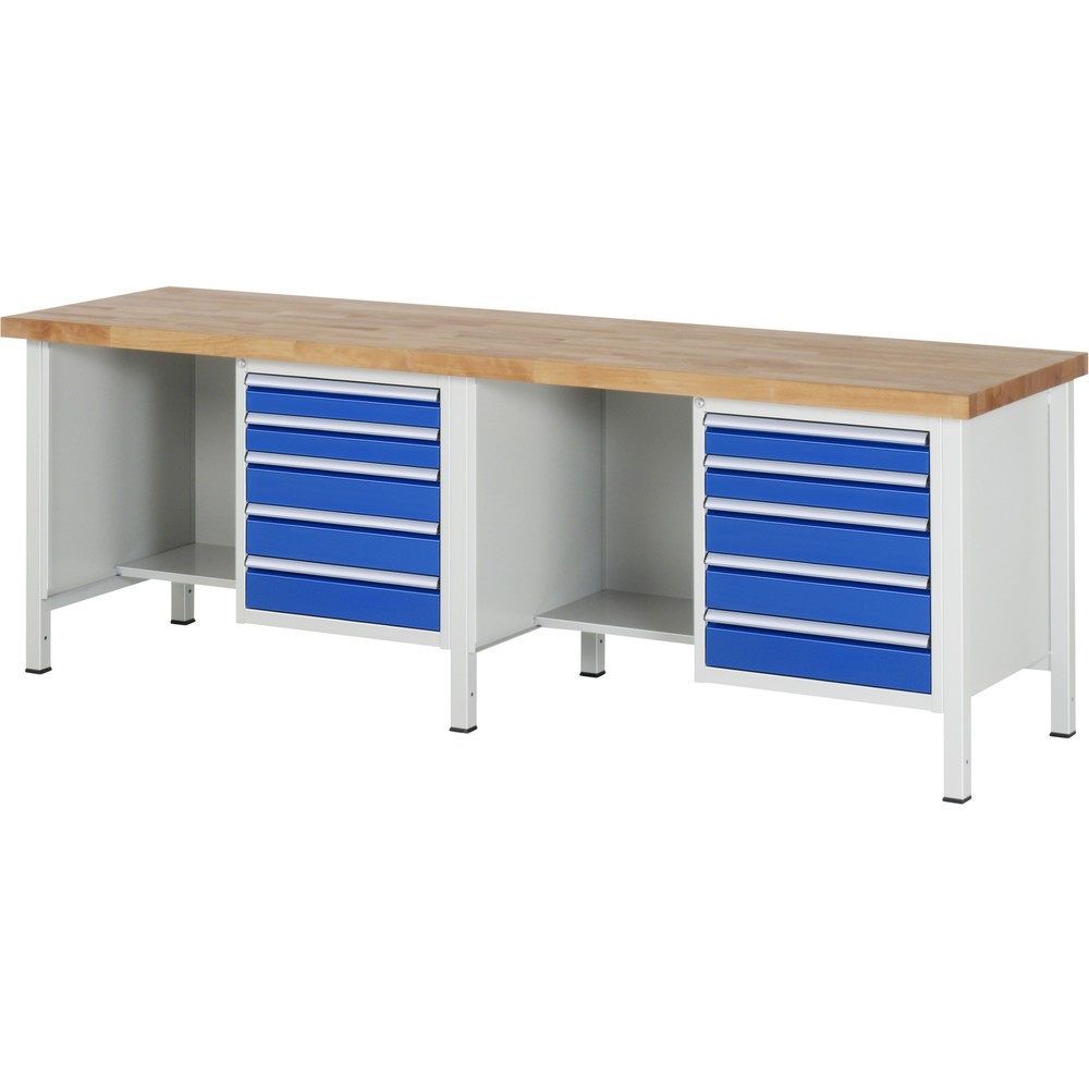 Produktabbildung Nr. 1: Werkbank RAU serie 8000, 2 kasten, hxbxd 840 x 2.500 x 700 mm, 10 x voor 90% uittrekbare lades
