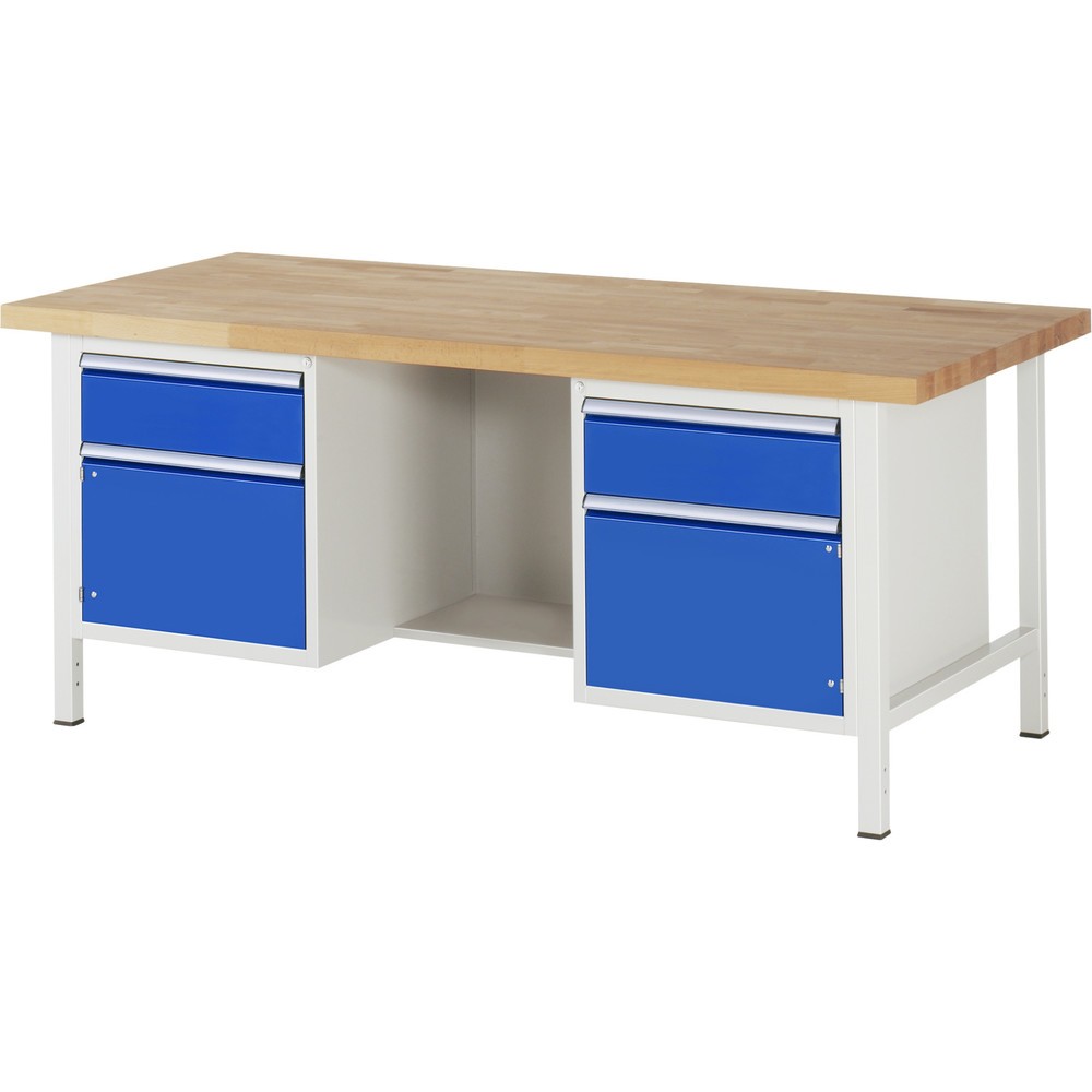Product afbeelding: Werkbank RAU serie 8000, 2 kasten, 1 draaideur, hxbxd 840 x 2.000 x 900 mm, 2 lades