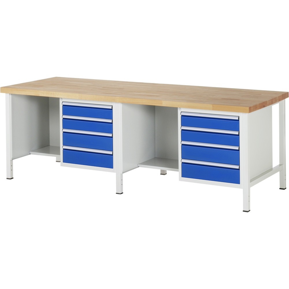Produktabbildung Nr. 1: Werkbank RAU serie 8000, 2 kasten, hxbxd 840-1.040 x 2.500 x 900 mm, 8 x voor 100% uittrekbare lades