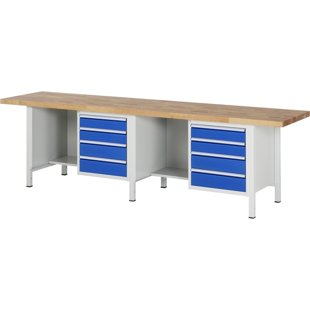 Produktabbildung Nr. 1: Werkbank RAU serie 8000, 2 kasten, hxbxd 840-1.040 x 3.000 x 700 mm, 8 x voor 100% uittrekbare lades