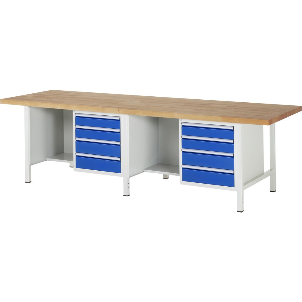 Produktabbildung Nr. 1: Werkbank RAU serie 8000, 2 kasten, hxbxd 840 x 3.000 x 900 mm, 8 x voor 100% uittrekbare lades
