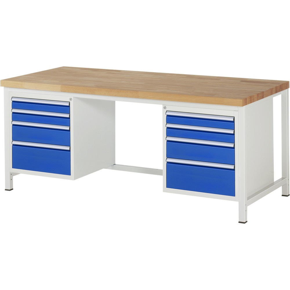 Produktabbildung Nr. 1: Werkbank RAU serie 8000, 2 kasten, hxbxd 840 x 2.000 x 900 mm, 8 x voor 100% uittrekbare lades 4 x 90, 2 x 150, 2 x 210 mm