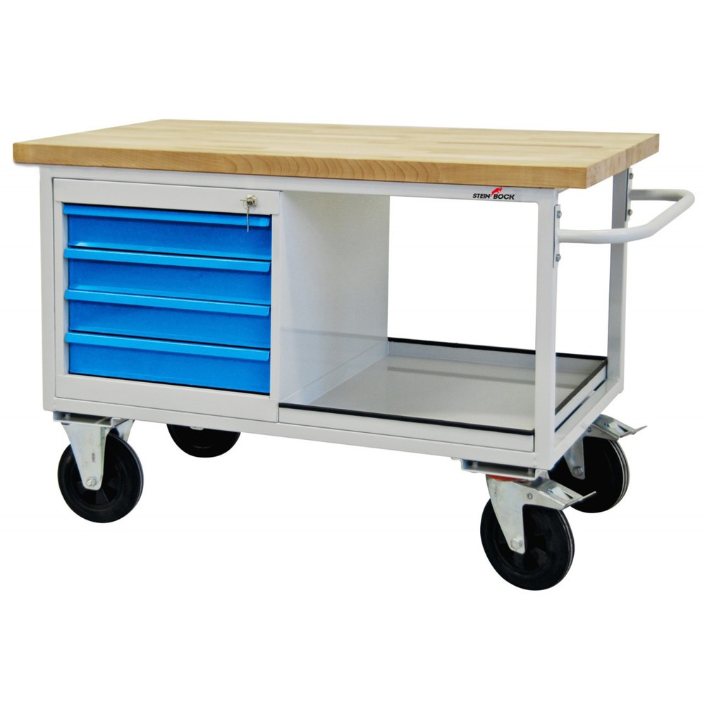 Productafbeelding nr. 1: Werkbank Steinbock® Motion, verrijdbaar, 4 lades, draagvermogen 500 kg, hxbxd 827 x 1.300 x 600 mm, RAL 7035 / 5012