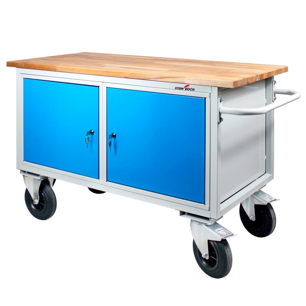 Produktabbildung Nr. 1: Werkbank Steinbock® Motion, verrijdbaar, 2 deuren, draagvermogen 500 kg, hxbxd 827 x 1.300 x 600 mm, RAL 7035 / 5012