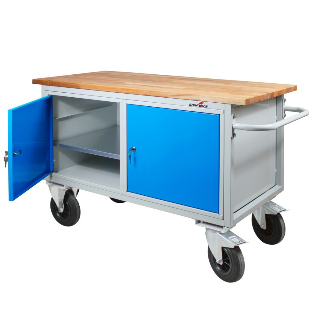 Produktabbildung Nr. 2: Werkbank Steinbock® Motion, verrijdbaar, 2 deuren, draagvermogen 500 kg, hxbxd 827 x 1.300 x 600 mm, RAL 7035 / 5012
