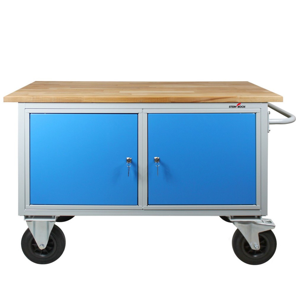 Produktabbildung Nr. 3: Werkbank Steinbock® Motion, verrijdbaar, 2 deuren, draagvermogen 500 kg, hxbxd 827 x 1.300 x 600 mm, RAL 7035 / 5012