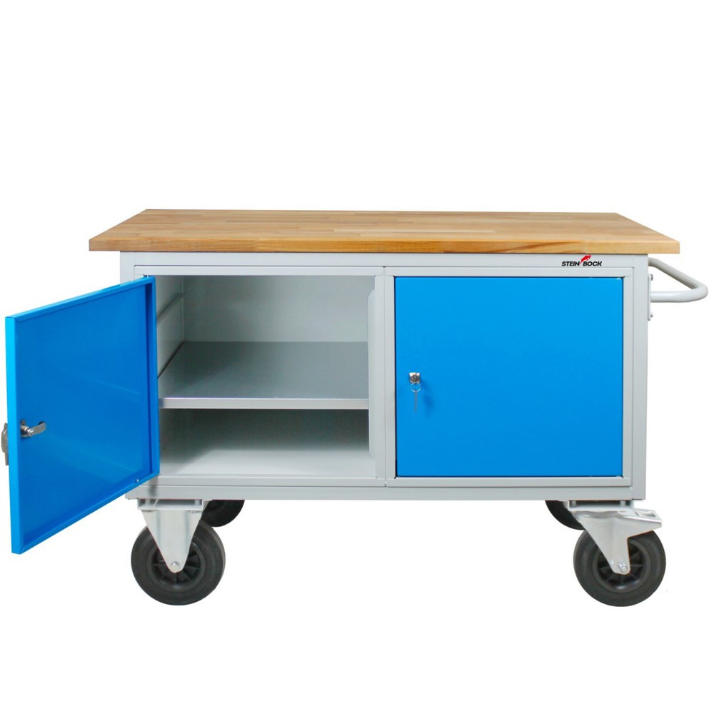 Produktabbildung Nr. 4: Werkbank Steinbock® Motion, verrijdbaar, 2 deuren, draagvermogen 500 kg, hxbxd 827 x 1.300 x 600 mm, RAL 7035 / 5012