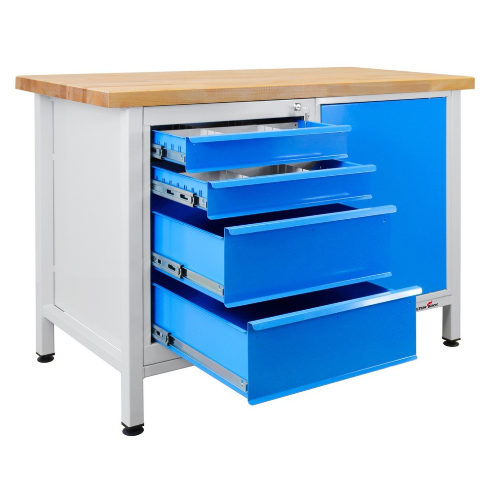 Productafbeelding nr. 5: Werkbank Steinbock® Premium, 4 lades, 1 deur, draagvermogen 300 kg, hxbxd 840 x 1.200 x 600 mm, RAL 7035 / 5012