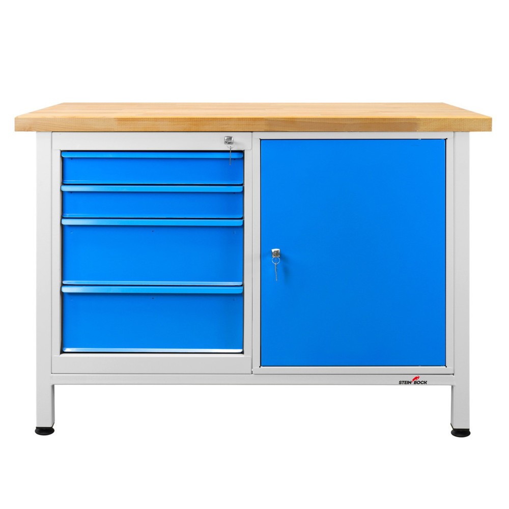 Productafbeelding nr. 6: Werkbank Steinbock® Premium, 4 lades, 1 deur, draagvermogen 300 kg, hxbxd 840 x 1.200 x 600 mm, RAL 7035 / 5012
