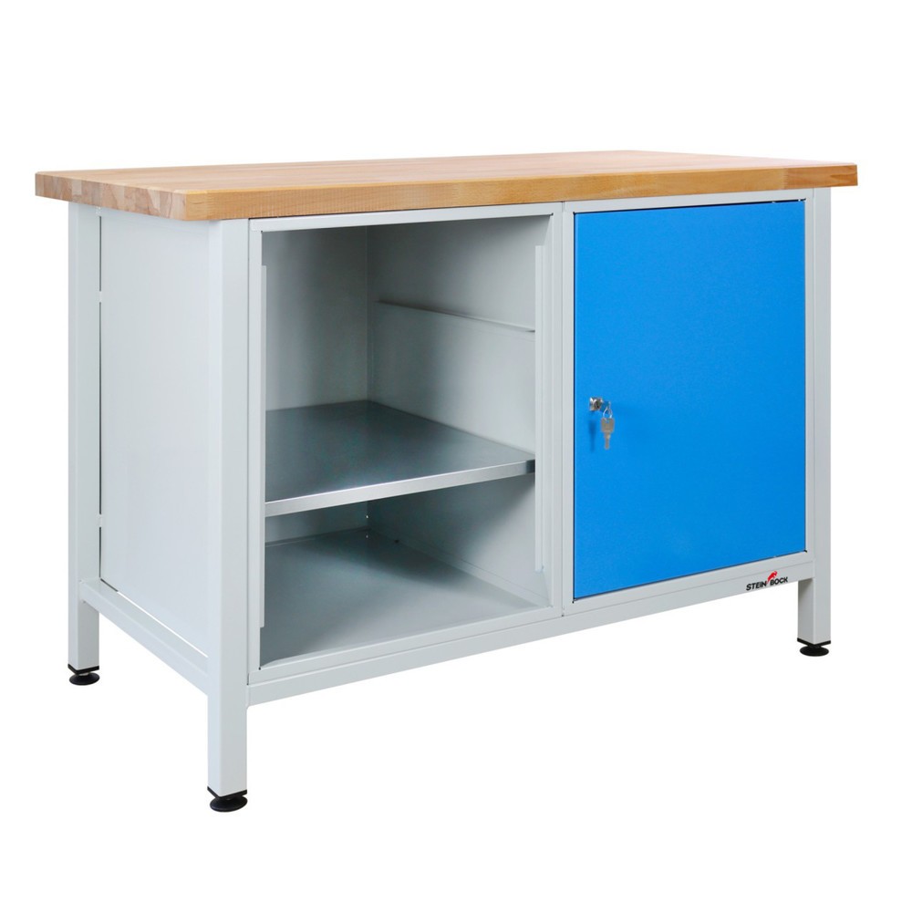 Productafbeelding nr. 1: Werkbank Steinbock® Premium, 1 rekdeel, 1 deur, draagvermogen 300 kg, hxbxd 840 x 1.200 x 600 mm, RAL 7035 / 5012