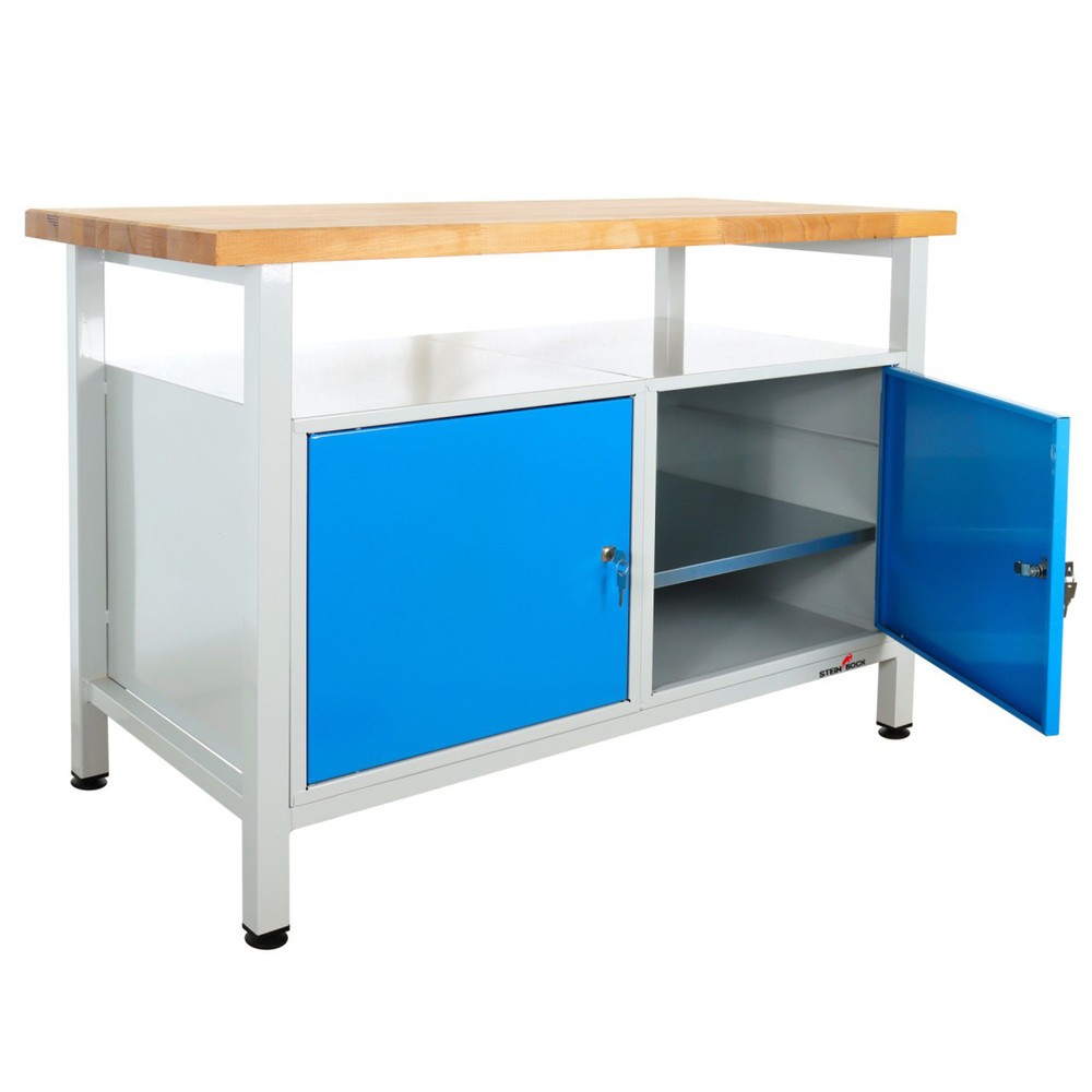 Produktabbildung Nr. 6: Werkbank Steinbock® Premium, 1 legruimte, 2 deuren, draagvermogen 300 kg, hxbxd 840 x 1.200 x 600 mm, RAL 7035 / 5012