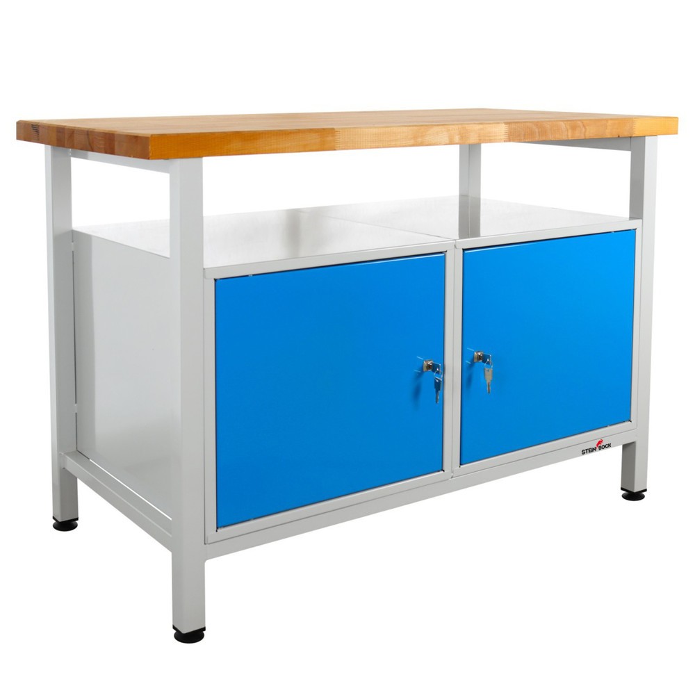 Produktabbildung Nr. 1: Werkbank Steinbock® Premium, 1 legruimte, 2 deuren, draagvermogen 300 kg, hxbxd 840 x 1.200 x 600 mm, RAL 7035 / 5012