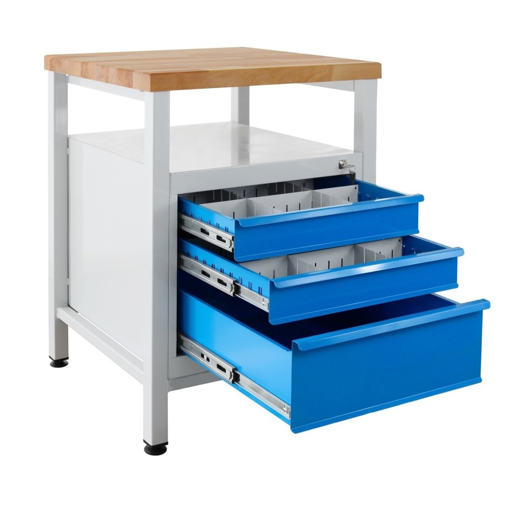 Produktabbildung Nr. 3: Werkbank Steinbock® Premium, 1 legruimte, 3 lades, draagvermogen 300 kg, hxbxd 840 x 600 x 600 mm, RAL 7035 / 5012