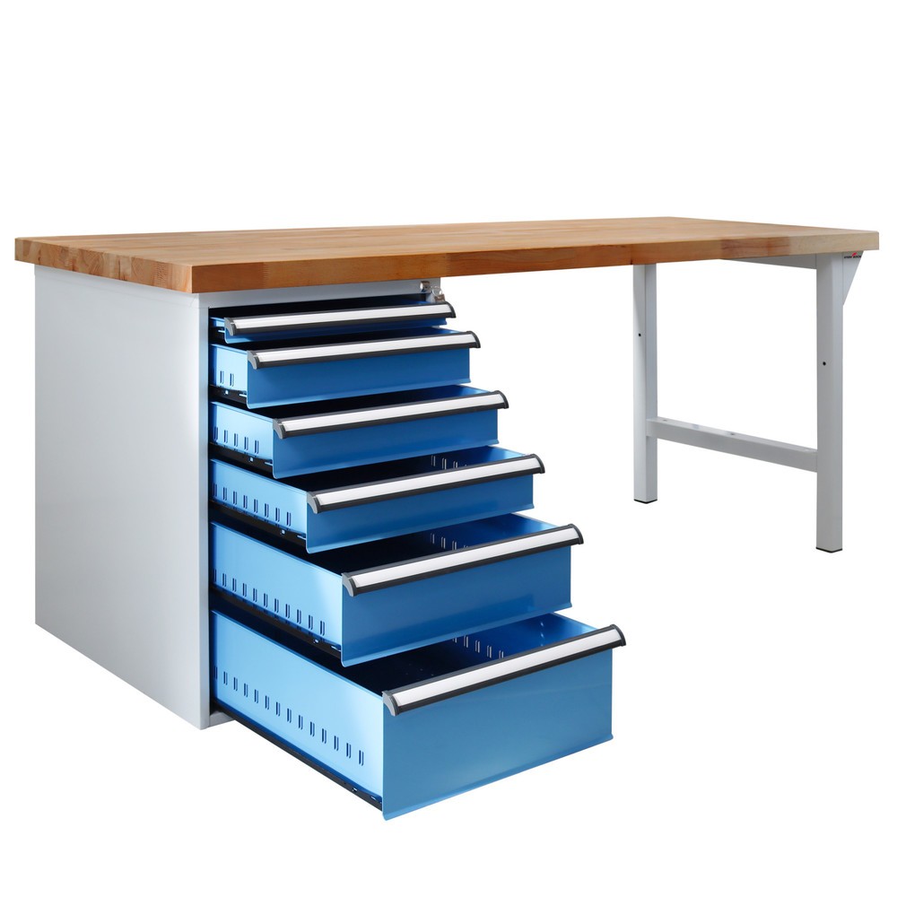 Produktabbildung Nr. 3: Werkbank Steinbock® Pro, 6 lades, draagvermogen 500 kg, hxbxd 850 x 2.000 x 750 mm, RAL 7035 / 5012