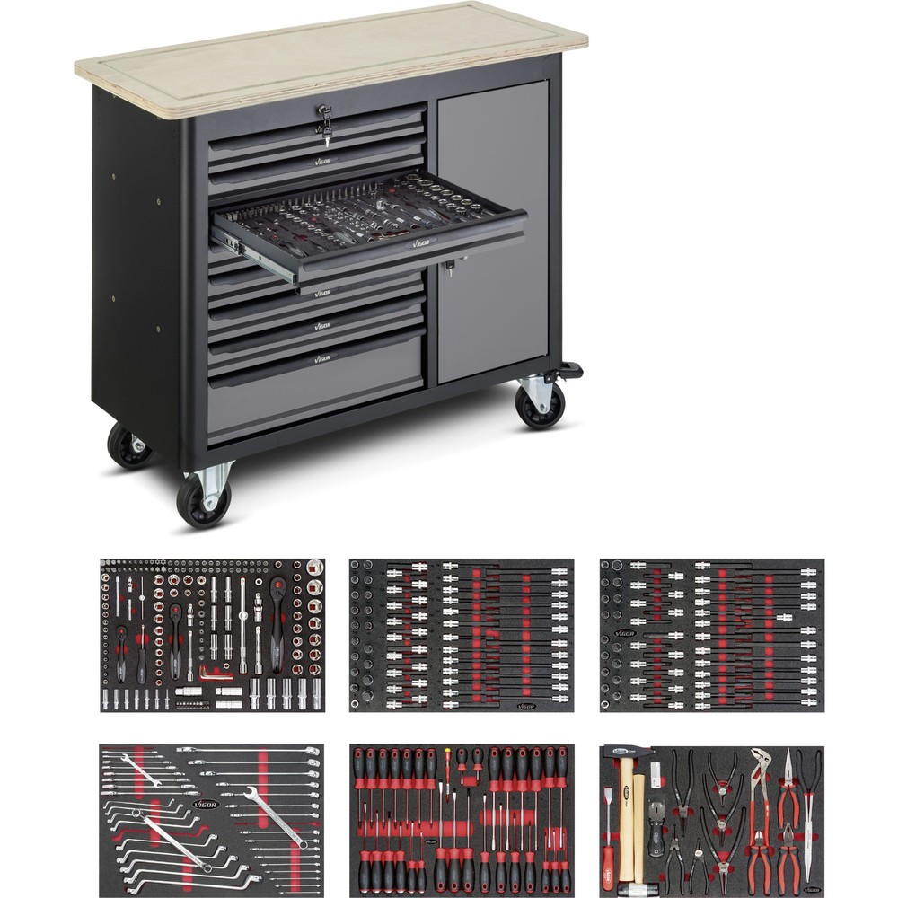 Produktabbildung Nr. 1: Werkbank VIGOR® 1000, incl. 385-delig assortiment, 8 lades + 1 kast