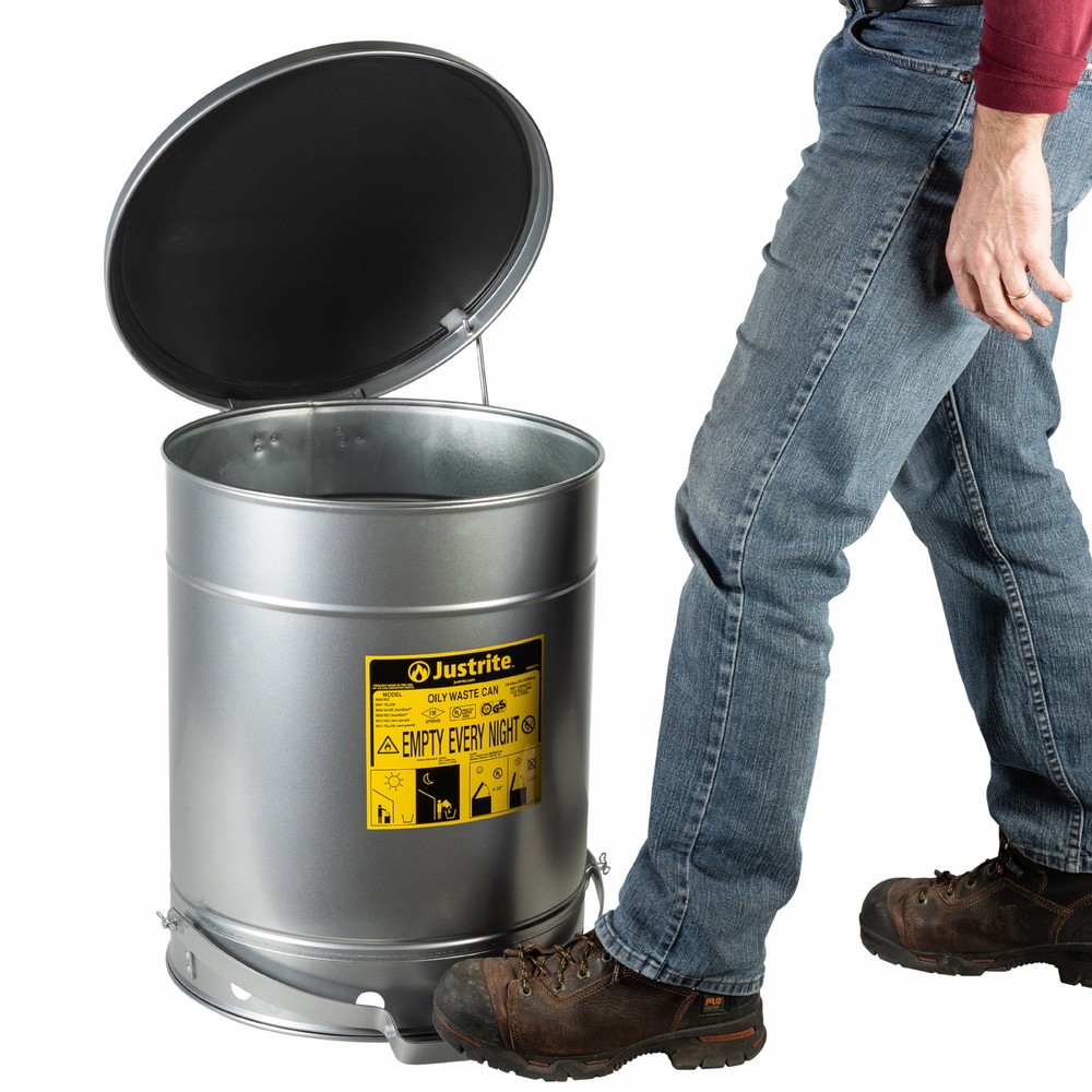 Produktabbildung Nr. 2: Justrite werkbankverzamelbak SoundGuard™, voetpedaal, zilver, 52 liter