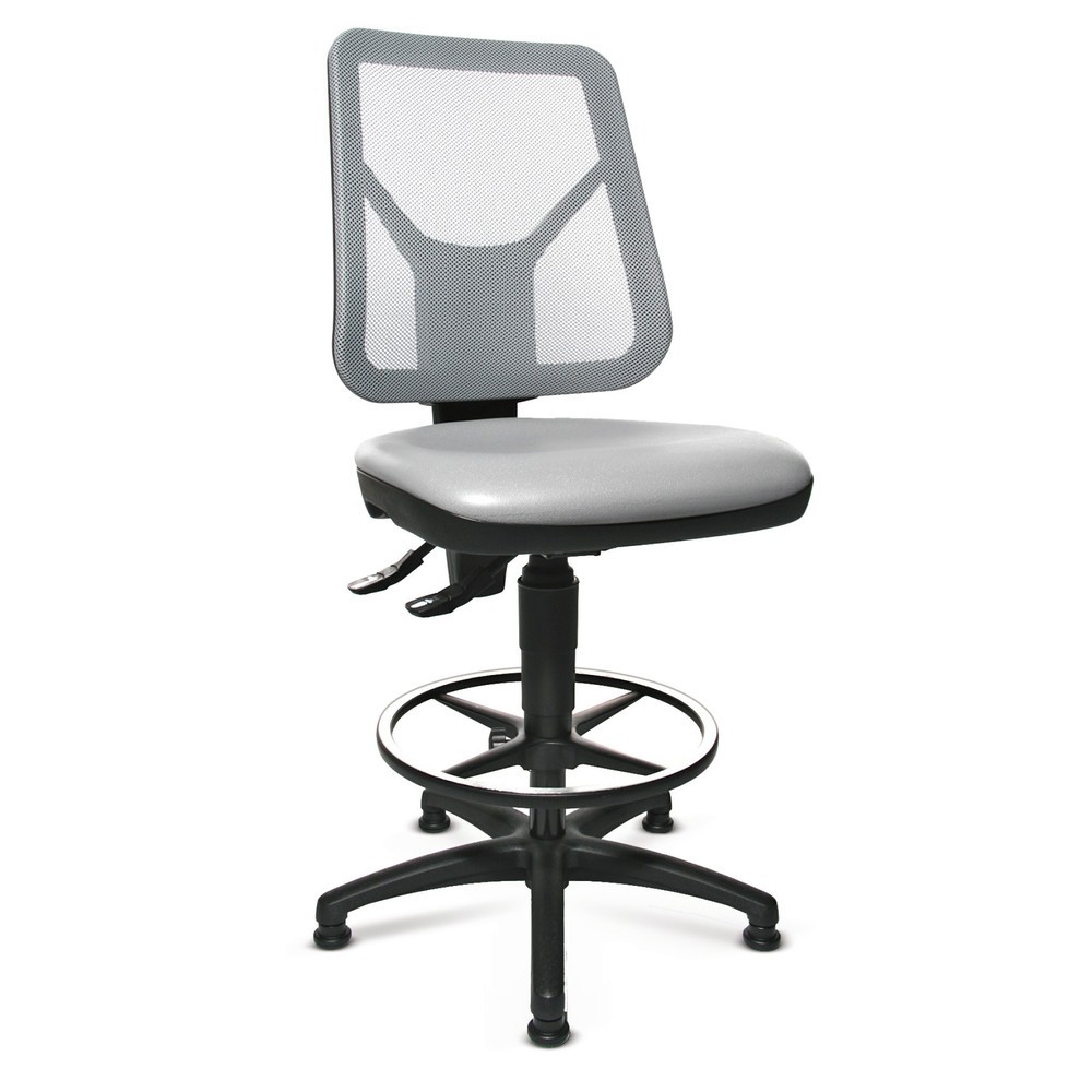 Produktabbildung Nr. 1: Werkdraaistoel Topstar® Tec 80 PK, zithoogte 590-840 mm, netrugleuning, vloerglijders, voetring, zwart
