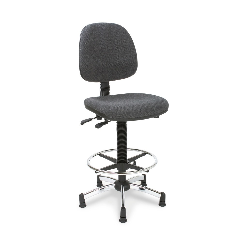 Product afbeelding: Werkdraaistoel Universal, zithoogte 480-660 mm, aluminium onderstel, vloerglijders, voetring, kunstleer, zwart