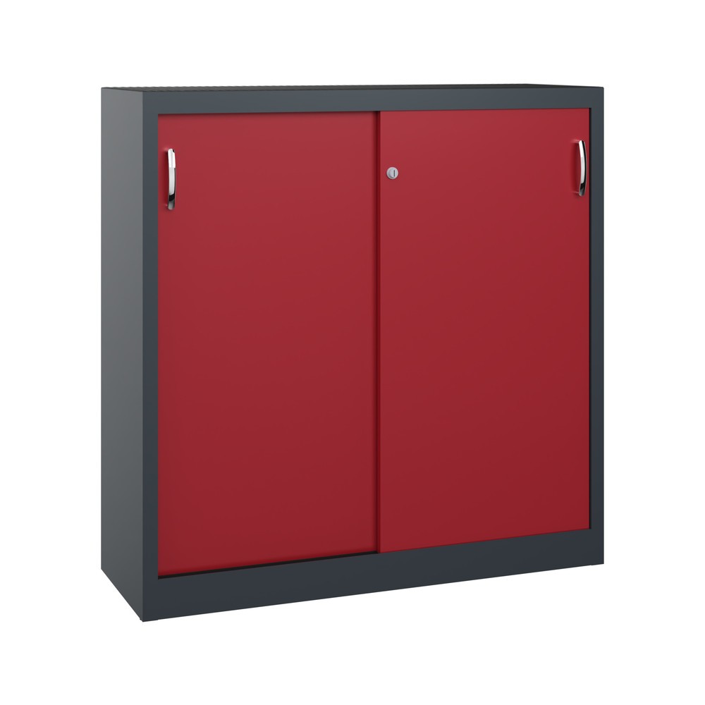 Produktabbildung Nr. 1: Werkplaatsbijzetkast C+P met 2 legborden, hxbxd 1.200 x 1.200 x 400 mm, antracietgrijs, robijnrood