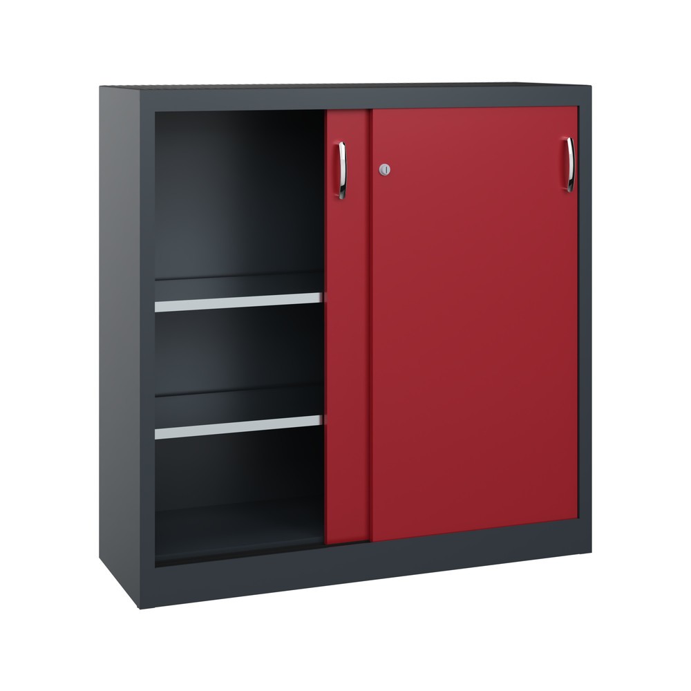 Produktabbildung Nr. 4: Werkplaatsbijzetkast C+P met 2 legborden, hxbxd 1.200 x 1.200 x 400 mm, antracietgrijs, robijnrood