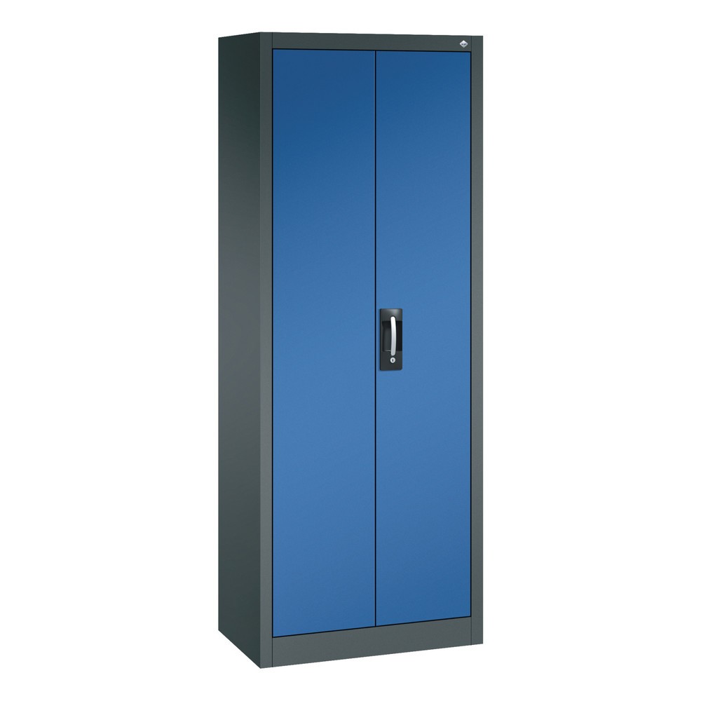Produktabbildung Nr. 1: Werkplaatsdraaideurkast C+P met 4 legborden, hxbxd 1.950 x 700 x 400 mm, antracietgrijs, gentiaanblauw