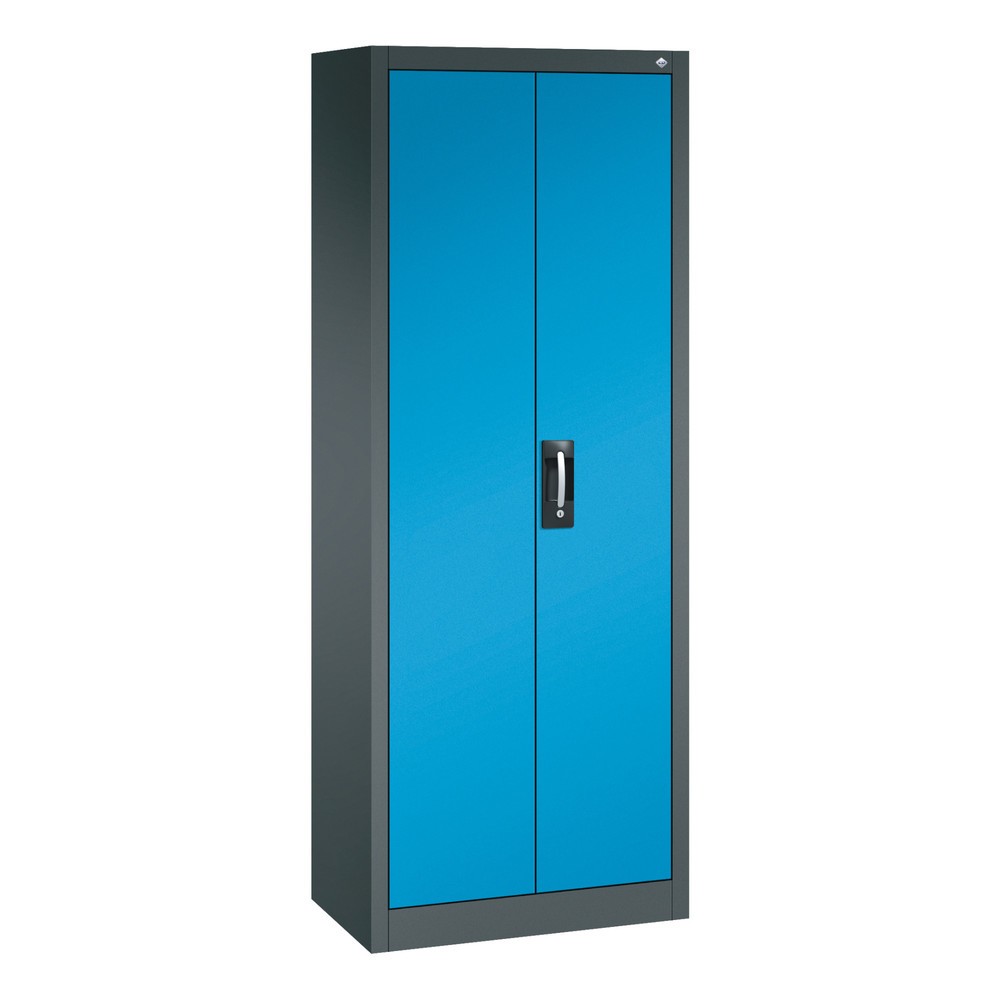 Productafbeelding nr. 1: Werkplaatsdraaideurkast C+P met 4 legborden, hxbxd 1.950 x 700 x 400 mm, antracietgrijs, lichtblauw