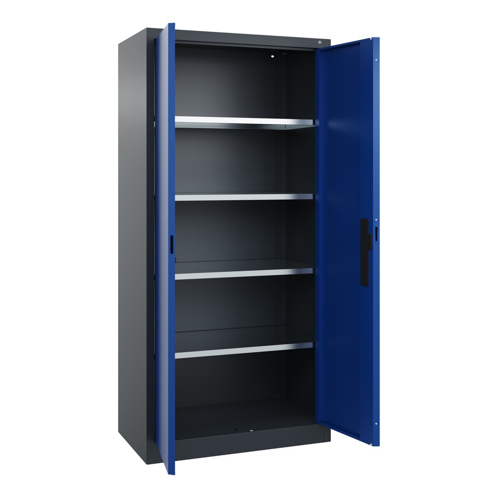 Produktabbildung Nr. 21: Werkplaatsdraaideurkast C+P met 4 legborden, hxbxd 1.950 x 930 x 500 mm, antracietgrijs, gentiaanblauw