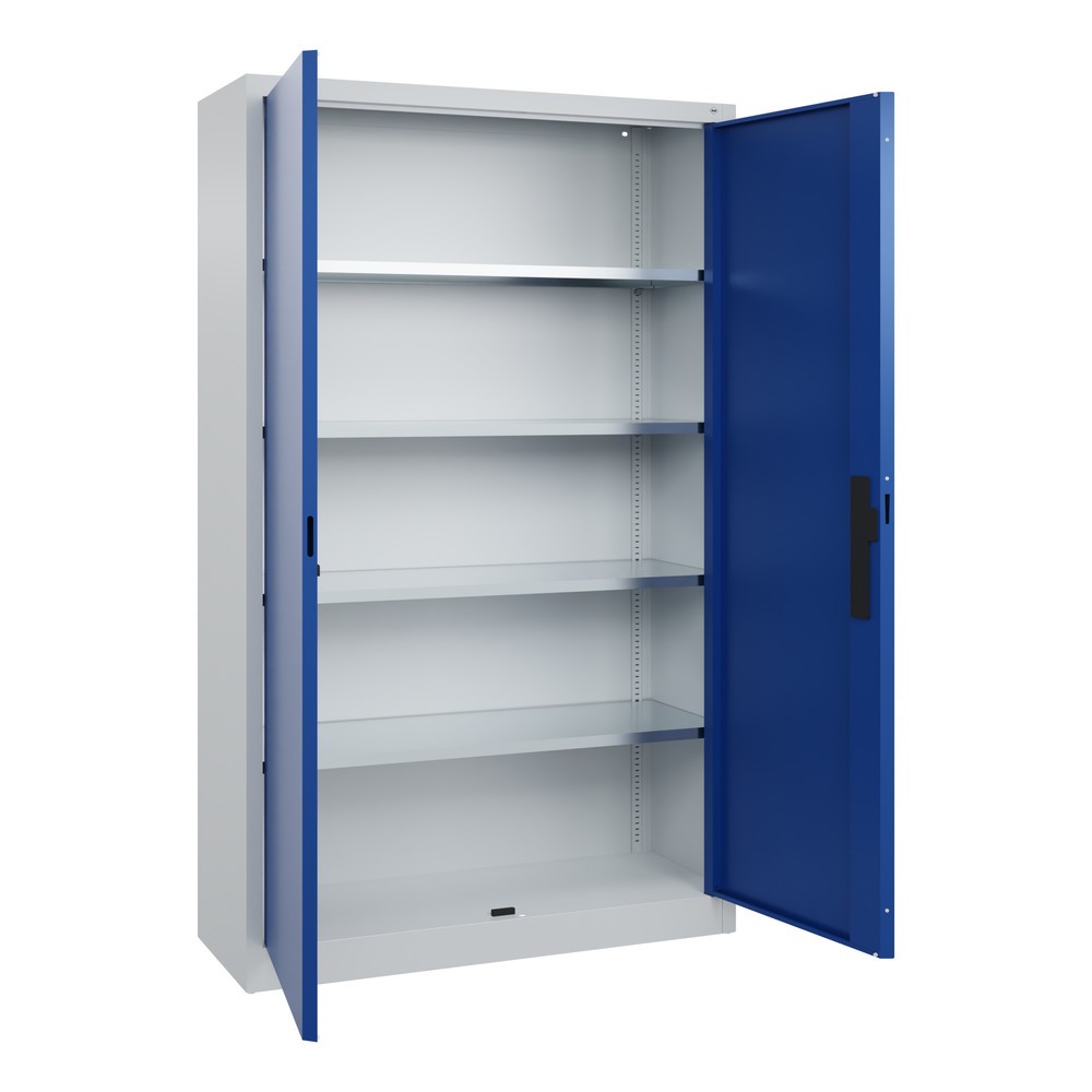 Produktabbildung Nr. 17: Werkplaatsdraaideurkast C+P met 4 legborden, hxbxd 1.950 x 1.200 x 400 mm, lichtgrijs, gentiaanblauw