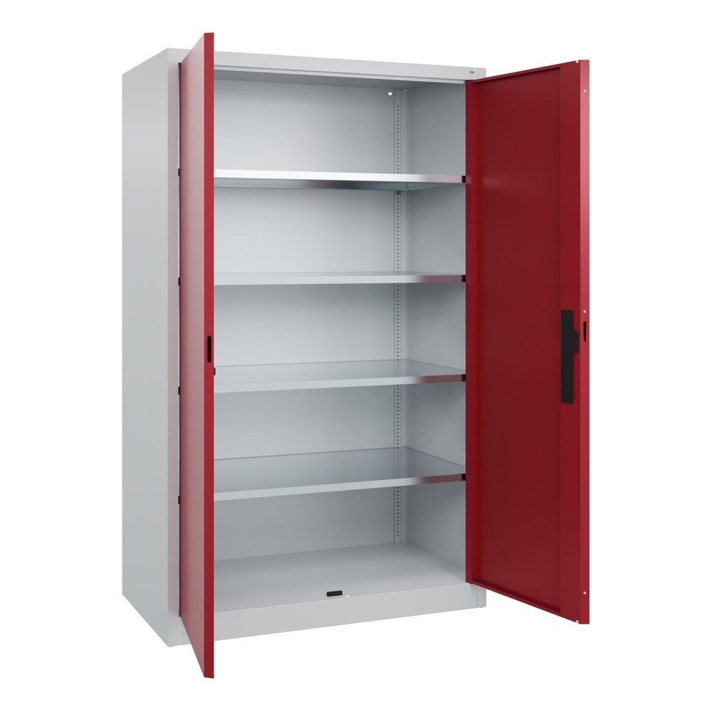 Produktabbildung Nr. 17: Werkplaatsdraaideurkast C+P met 4 legborden, hxbxd 1.950 x 1.200 x 600 mm, lichtgrijs, robijnrood