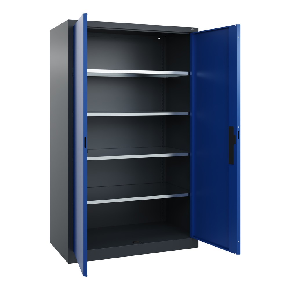 Produktabbildung Nr. 17: Werkplaatsdraaideurkast C+P met 4 legborden, hxbxd 1.950 x 1.200 x 600 mm, antracietgrijs, gentiaanblauw