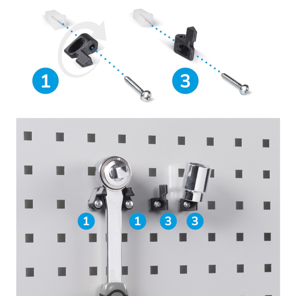 Produktabbildung Nr. 7: Werkplaatskast Fami PERFOM, 3 lades, geperforeerde platen, bak, hxbxd 2.000 x 1.023 x 726 mm, lichtblauw