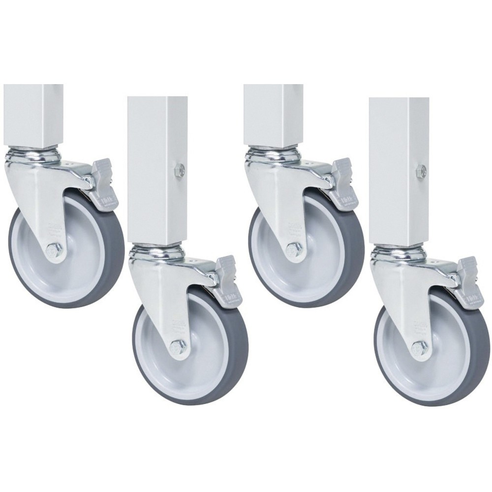 Product afbeelding: Wielset met expanderbevestiging voor werktafels RAU serie 900 en werkbanken serie 8000 met 4 zwenkwielen met parkeerrem