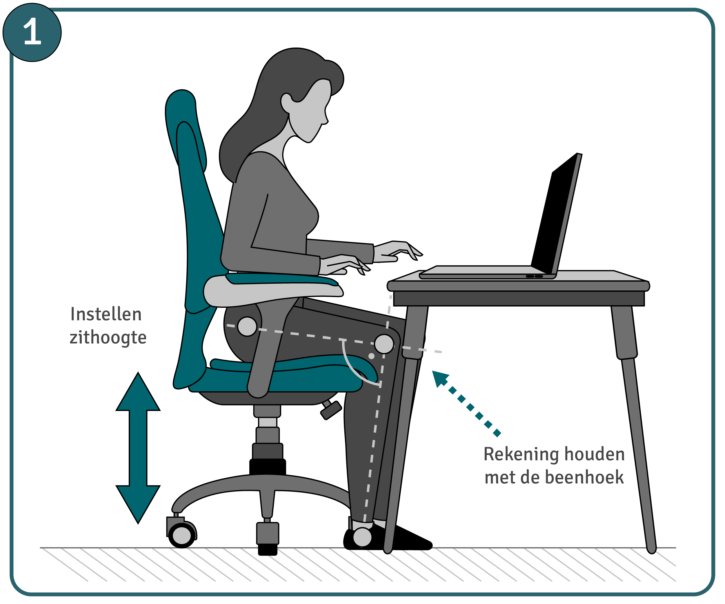 klei Anzai heerser Bureaustoel instellen