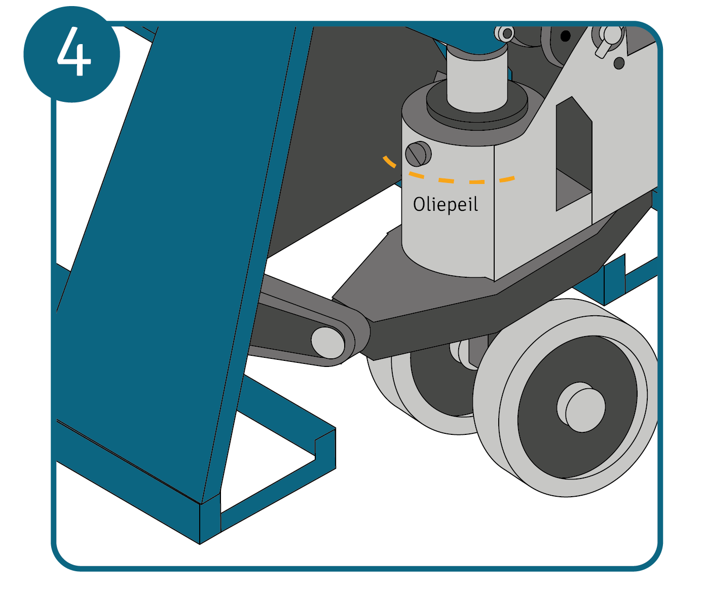 Oliepeil van de pompwagen controleren